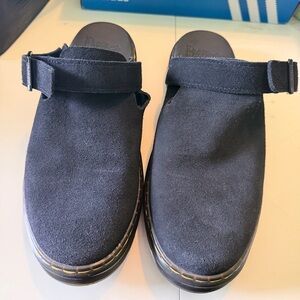 Dr. Martens Black Suede Slip-On Mules